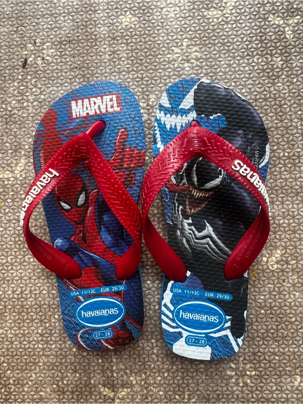 Havaianas Kids Spider-Man & Venom Flip Flops in Red, Blue, Black